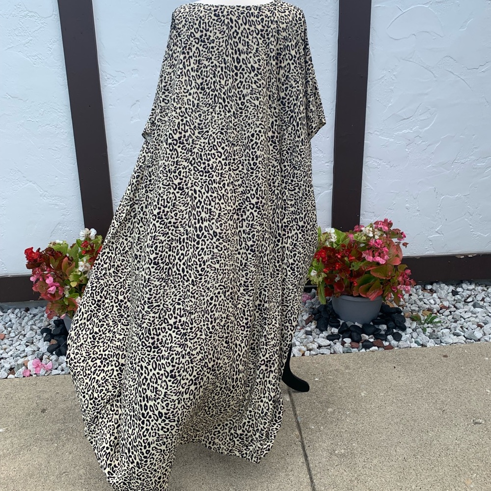 New Bohemian Leopard Kimono Duster Jacket Robe Swim Cover Up Wrap - Picture 11 of 17